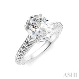 1/20 Ctw Oval Shape Round Cut Diamond Semi-Mount Engagement Ring in 14K White Gold