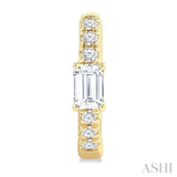 3/8 Ctw Octagon Shape and Round Cut Diamond Fashion Huggie Petite Earrings in 14K Yellow Gold
