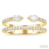 1/2 Ctw Split Twin Row 2-Stone Marquise and Round Cut Diamond Fashion Ring in 14K Yellow Gold