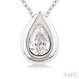 1/3 Ctw Bezel Set Pear Cut Diamond Bubble Fashion Pendant With Chain in 14K White Gold
