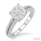 3/4 Ctw Lovebright Round Cut Diamond Engagement Ring in 14K White Gold