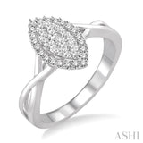 1/3 Ctw Marquise Shape Round Cut Diamond Lovebright Ring in 14K White Gold