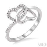 Twin Heart Shape Diamond Fashion Ring
