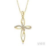 1/10 Ctw Round Cut Diamond Cross Pendant in 14K Yellow Gold With Chain