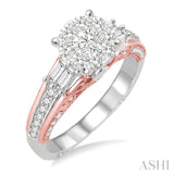 1 Ctw Diamond Lovebright Engagement Ring in 14K White and Rose Gold