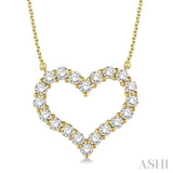 3/4 Ctw Round Cut Diamond Heart Necklace in 14K Yellow Gold