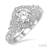 5/8 Ctw Diamond Engagement Ring with 1/2 Ct Round Cut Center Stone in 14K White Gold