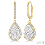 2 Ctw Pear Shape Diamond Lovebright Earrings in 14K Yellow and White Gold