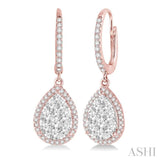 3/4 Ctw Pear Shape Diamond Lovebright Earrings in 14K Rose and White Gold