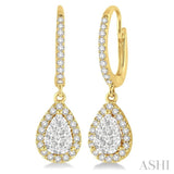 5/8 Ctw Pear Shape Diamond Lovebright Earrings in 14K Yellow and White Gold