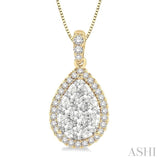 3/4 Ctw Pear Shape Diamond Lovebright Pendant in 14K Yellow and White Gold with Chain