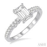 1/4 Ctw Emerald shape Semi-Mount Diamond Engagement Ring in 14K White Gold