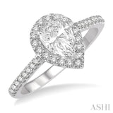 1/4 Ctw Pear Shape Semi-Mount Diamond Engagement Ring in 14K White Gold