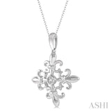 Silver Fleur De Lis Diamond Fashion Pendant
