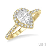 3/8 ct Pear Shape Diamond Ladies Engagement Ring with 1/4 Ct Pear Cut Center Stone in 14K Yellow and White Gold