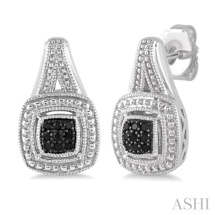 Silver Black Diamond Fashion Earrings