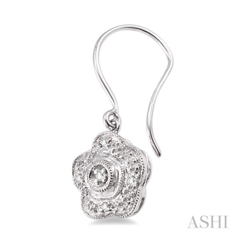 Silver Flower Shape Diamond Fashion Earrings