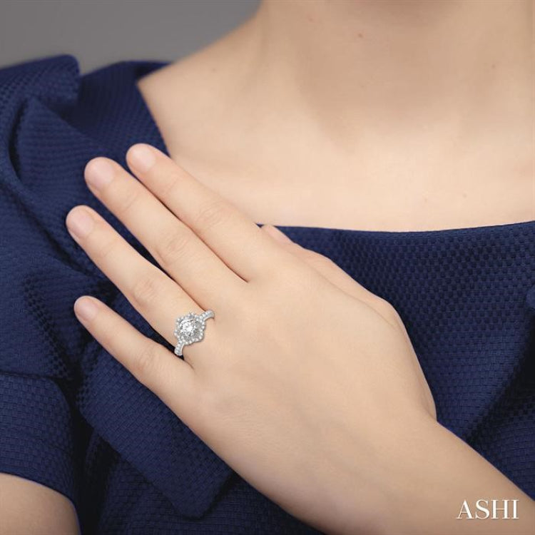 Flower Shape Semi-Mount Diamond Engagement Ring