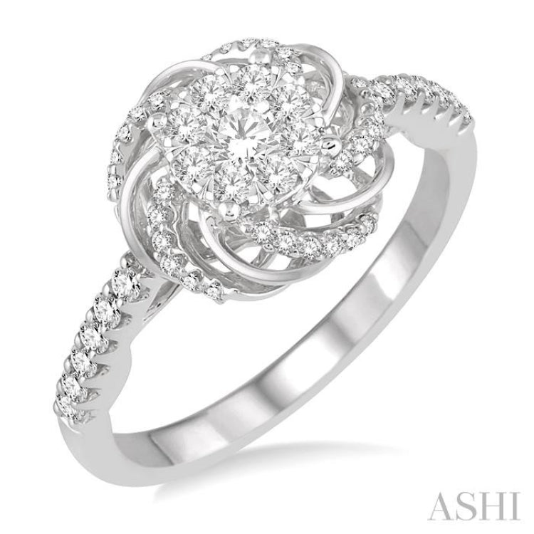 Flower Shape Lovebright Diamond Engagement Ring