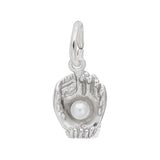 SOLID 3D BASEBALL GLOVE CHARM WITH PEARL FOR BALL