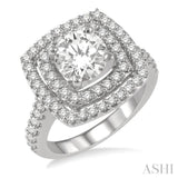 1 ctw Princess Cut Semi-Mount Diamond Engagement Ring in 14K White Gold
